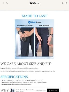 Pur Men's Black Pants - Athletic Stretch men’s pants